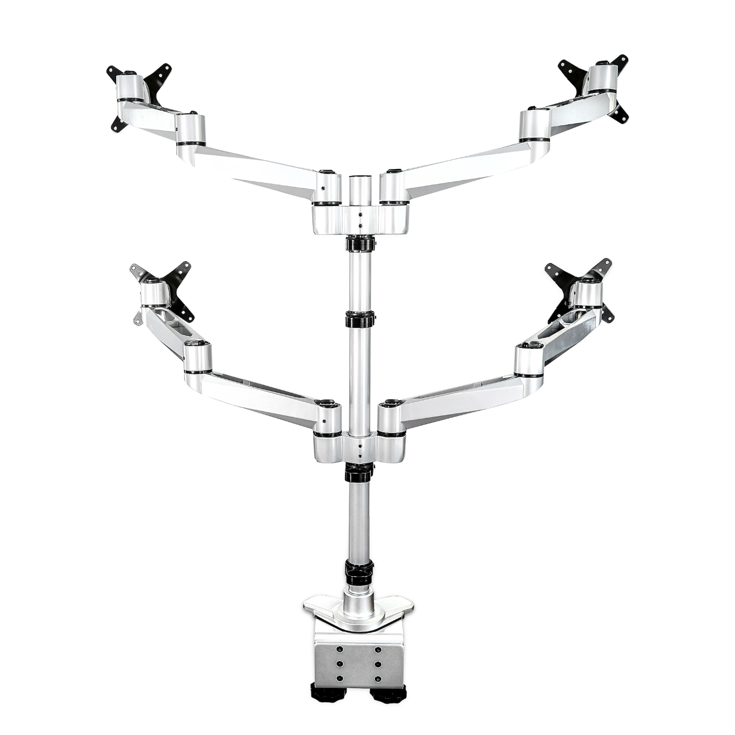 StarTech Up to 30" Full Motion Desk Mount Clamp And Grommet Quad Monitor Arm - Silver