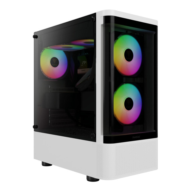 Gamdias TALOS E3 CG WH Mid Tower ATX Gaming PC Case with 3 x RGB Fans - White