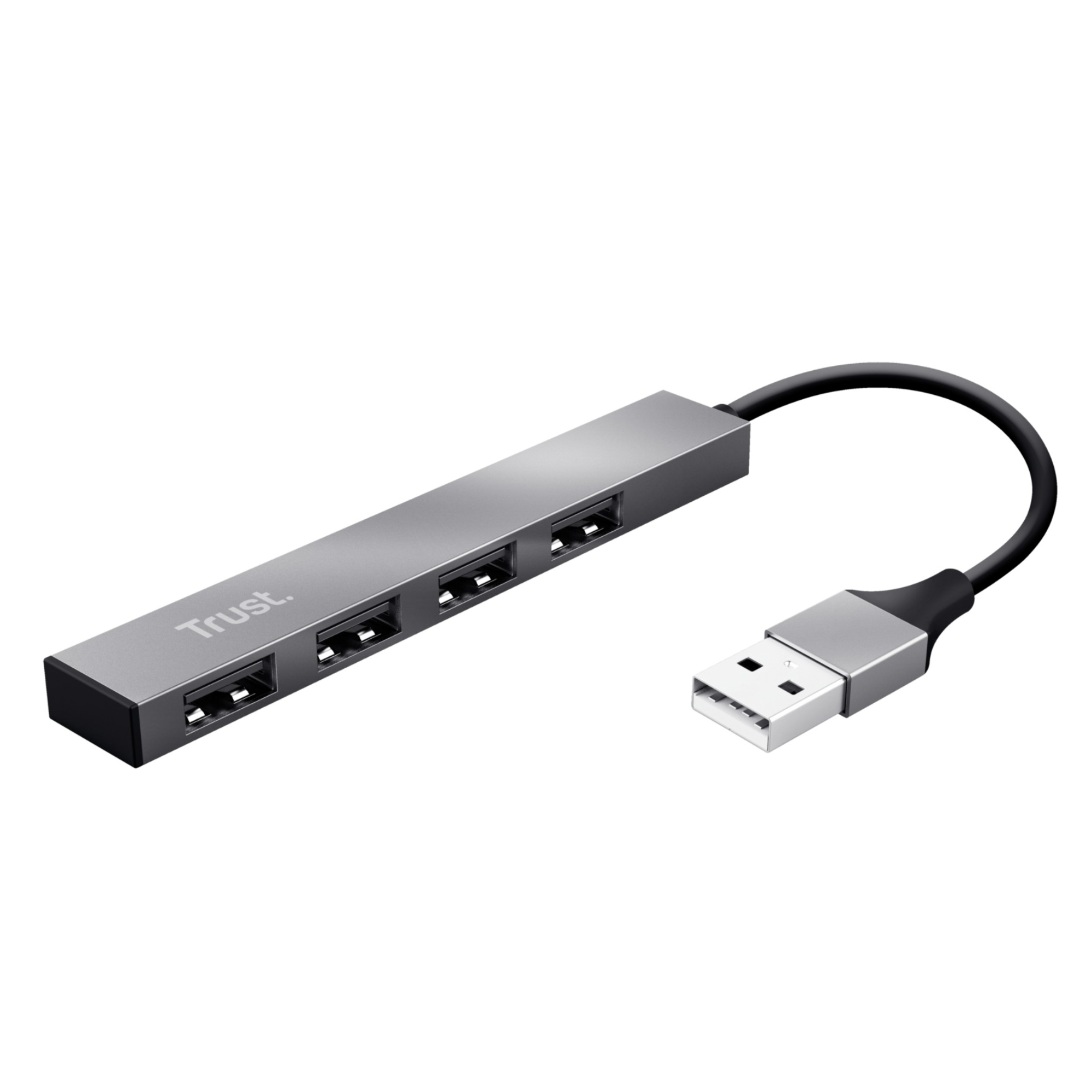 Trust Grey Halyx Aluminium 4-Port Mini Usb Hub
