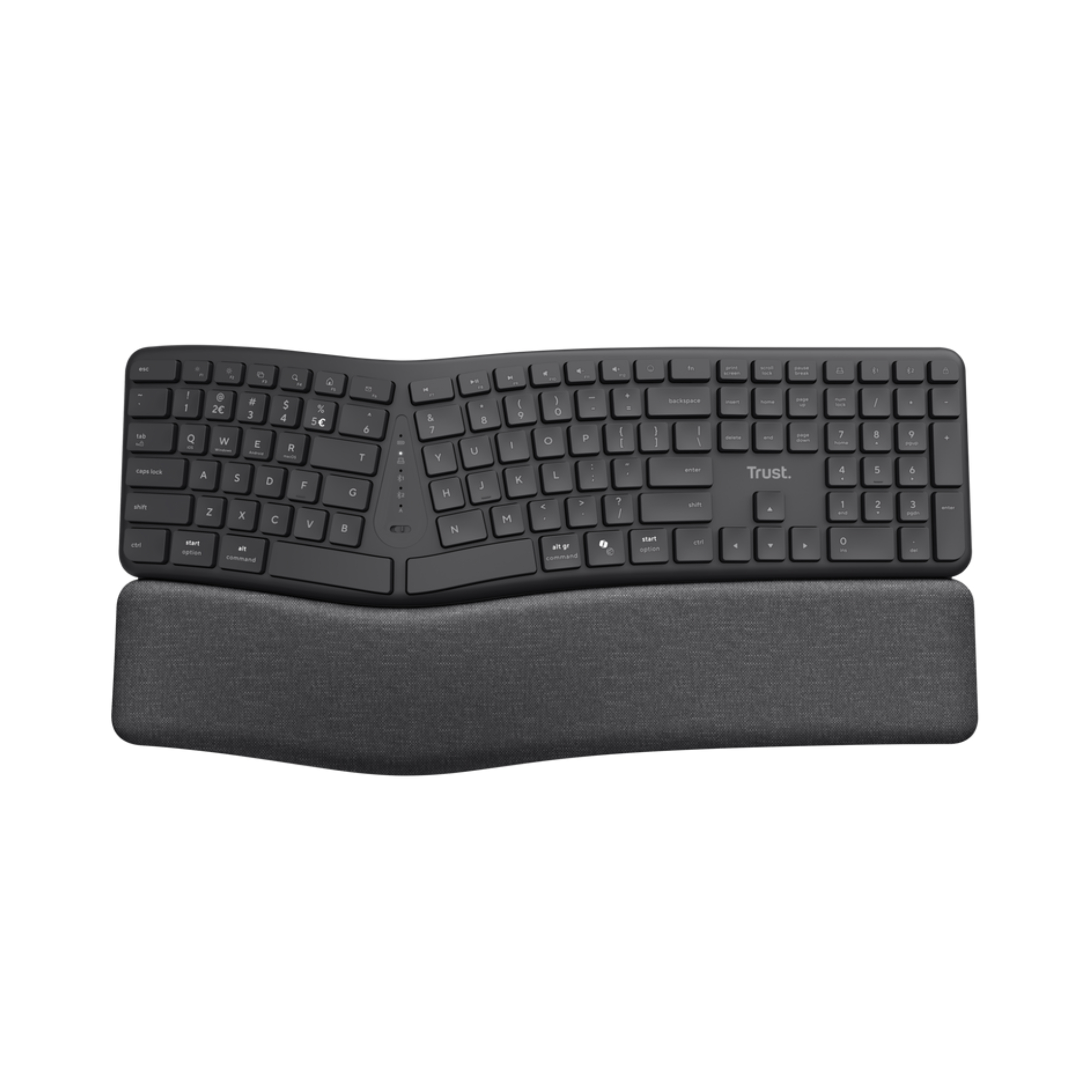 Trust Black Keyra Ergonomic Multidevice Wireless Keyboard - Image 4