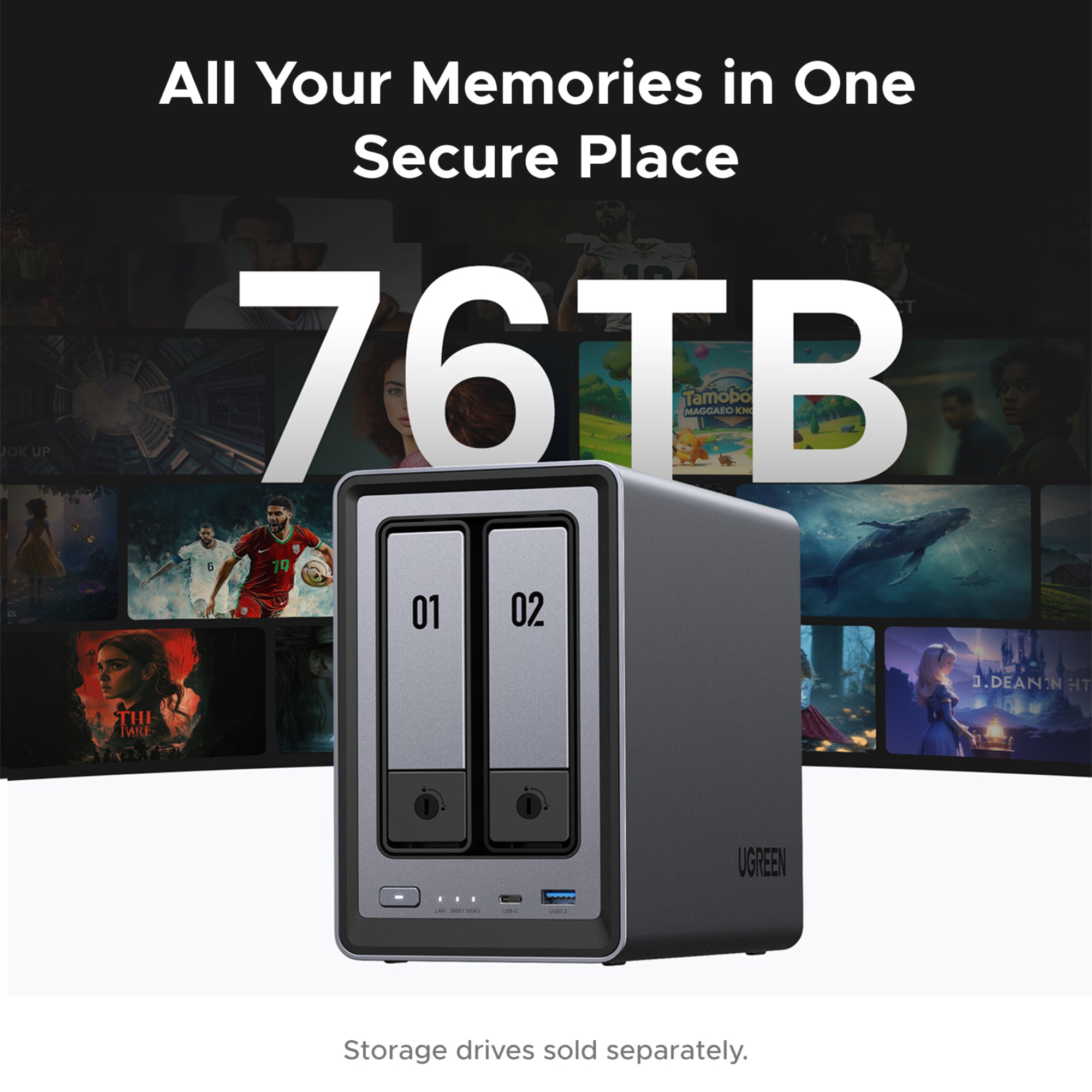 UGREEN NASync DXP2800 2-Bay-NAS (Diskless) Includes 4TB (Western