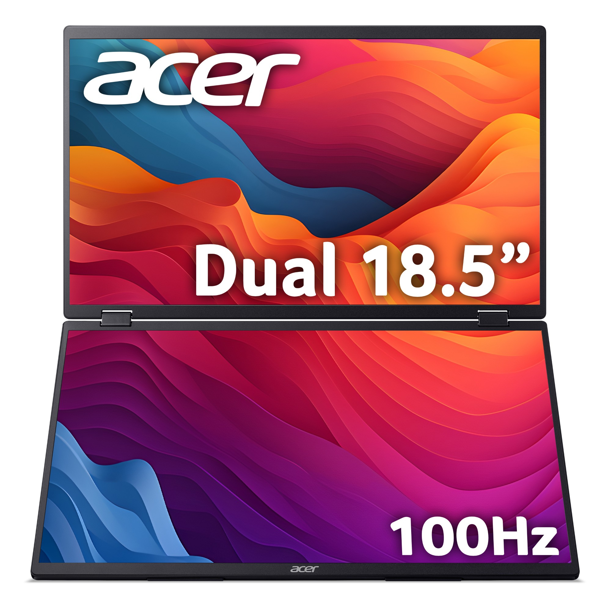 Acer PD193QE PD3 18.5" Full HD IPS USB-C Foldable Dual Screen Portable Monitor with Speakers