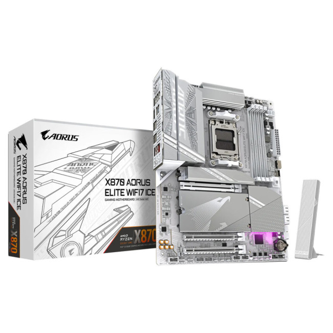 GIGABYTE X870 AORUS ELITE WIFI7 ICE DDR5 ATX AM5 Motherboard - White
