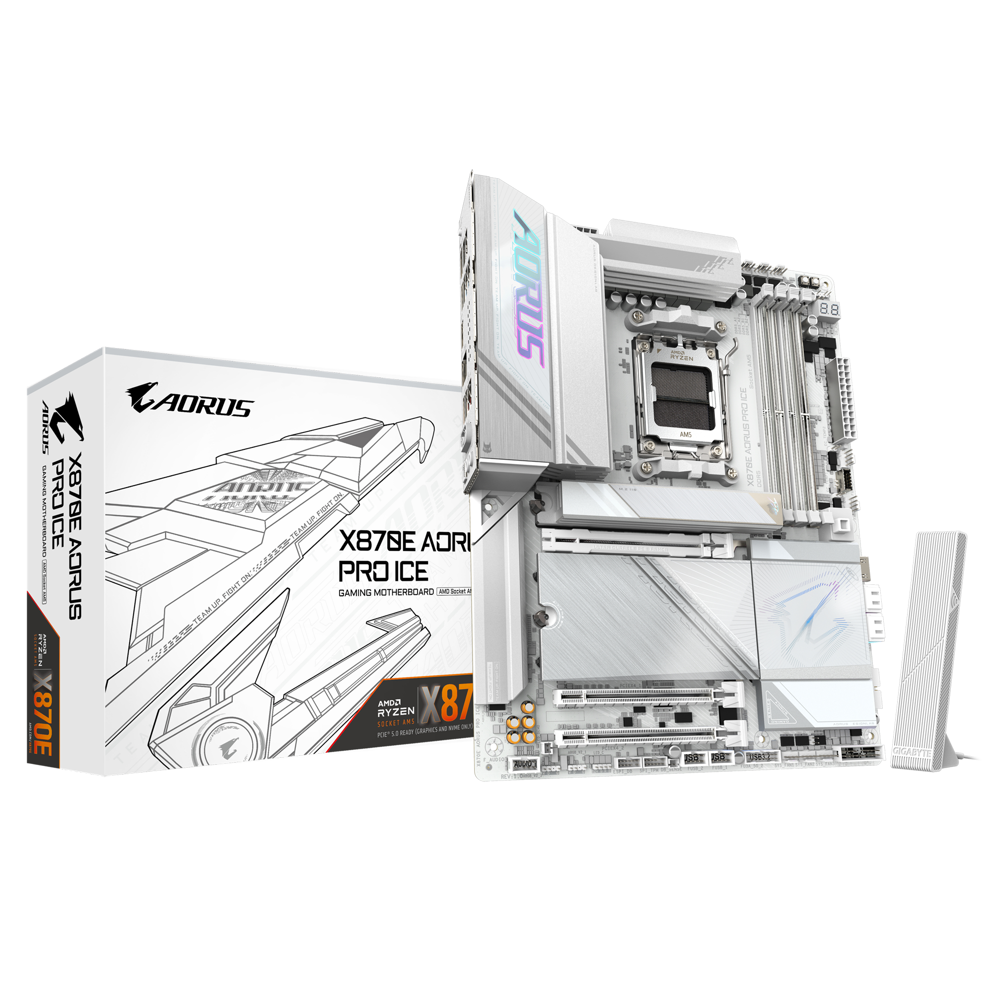 GIGABYTE X870E AORUS PRO X3D ICE AMD X870E ATX Socket AM5 Motherboard - White