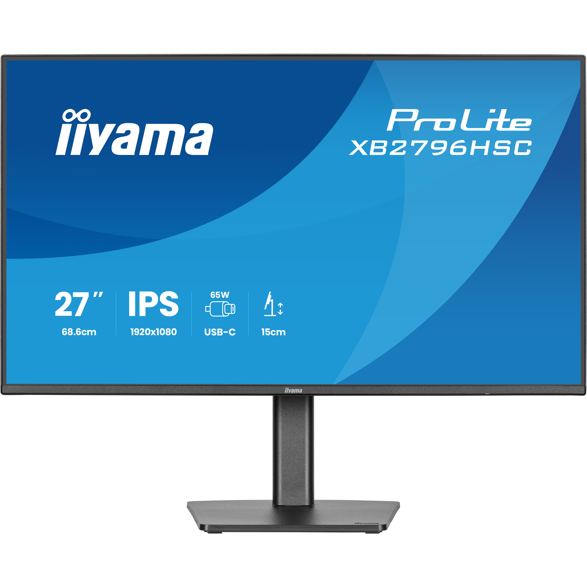 iiyama ProLite XB2796HSC-B1 27" Full HD IPS 144Hz 3ms USB-C Height Adjustable Monitor with Speakers - Matte Black