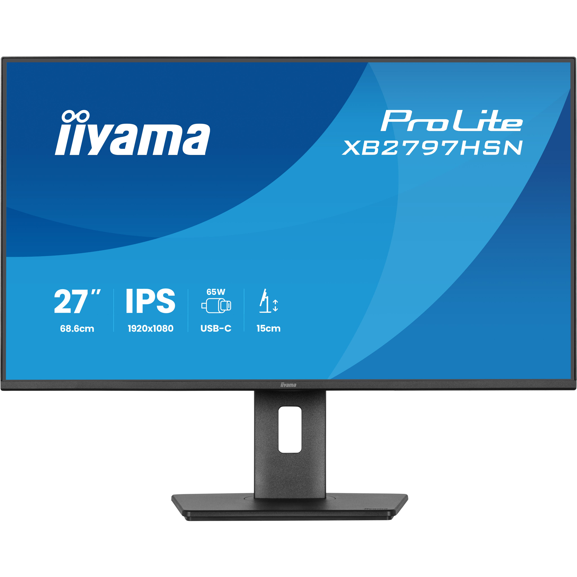 iiyama ProLite XB2797HSN-B1 27" Full HD IPS 100Hz 1ms USB-C Height Adjustable Monitor with Speakers - Matte Black