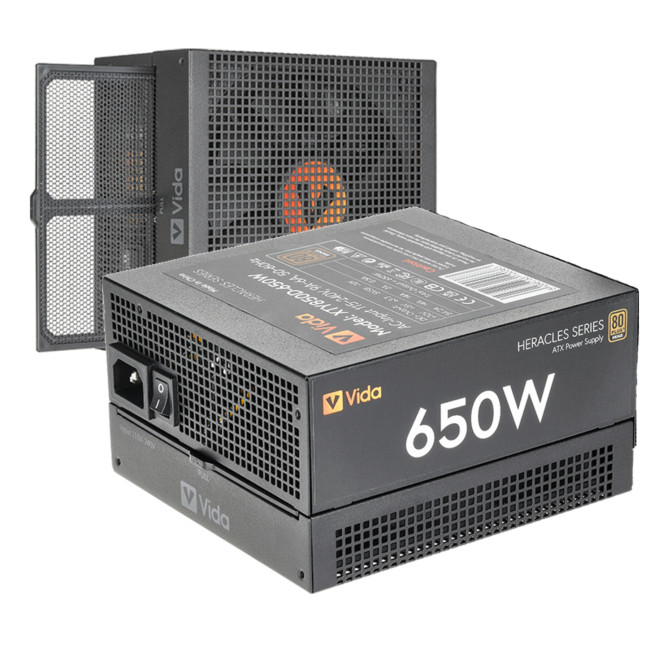 Vida Heracles 650W ATX 80 Plus Bronze Fully Wired PSU Power Supply - Black