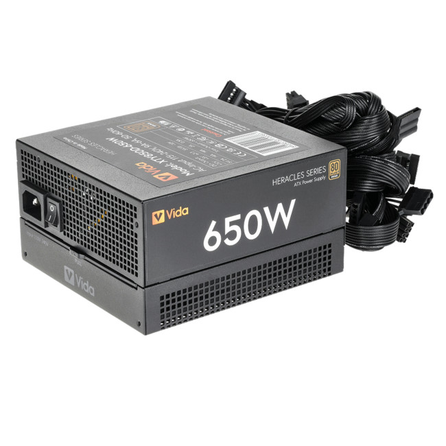 Vida Heracles 650W ATX 80 Plus Bronze Fully Wired PSU Power Supply - Black
