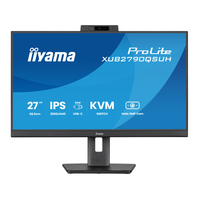 iiyama ProLite XUB2790QSUH 27" IPS Quad HD USB-C with Windows Hello Webcam & Microphone