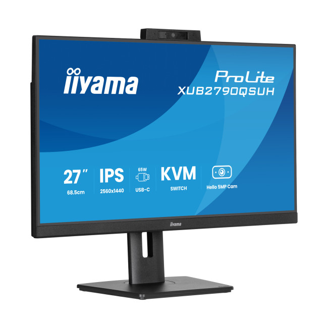 iiyama ProLite XUB2790QSUH 27" IPS Quad HD USB-C with Windows Hello Webcam & Microphone