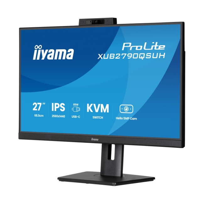 iiyama ProLite XUB2790QSUH 27" IPS Quad HD USB-C with Windows Hello Webcam & Microphone