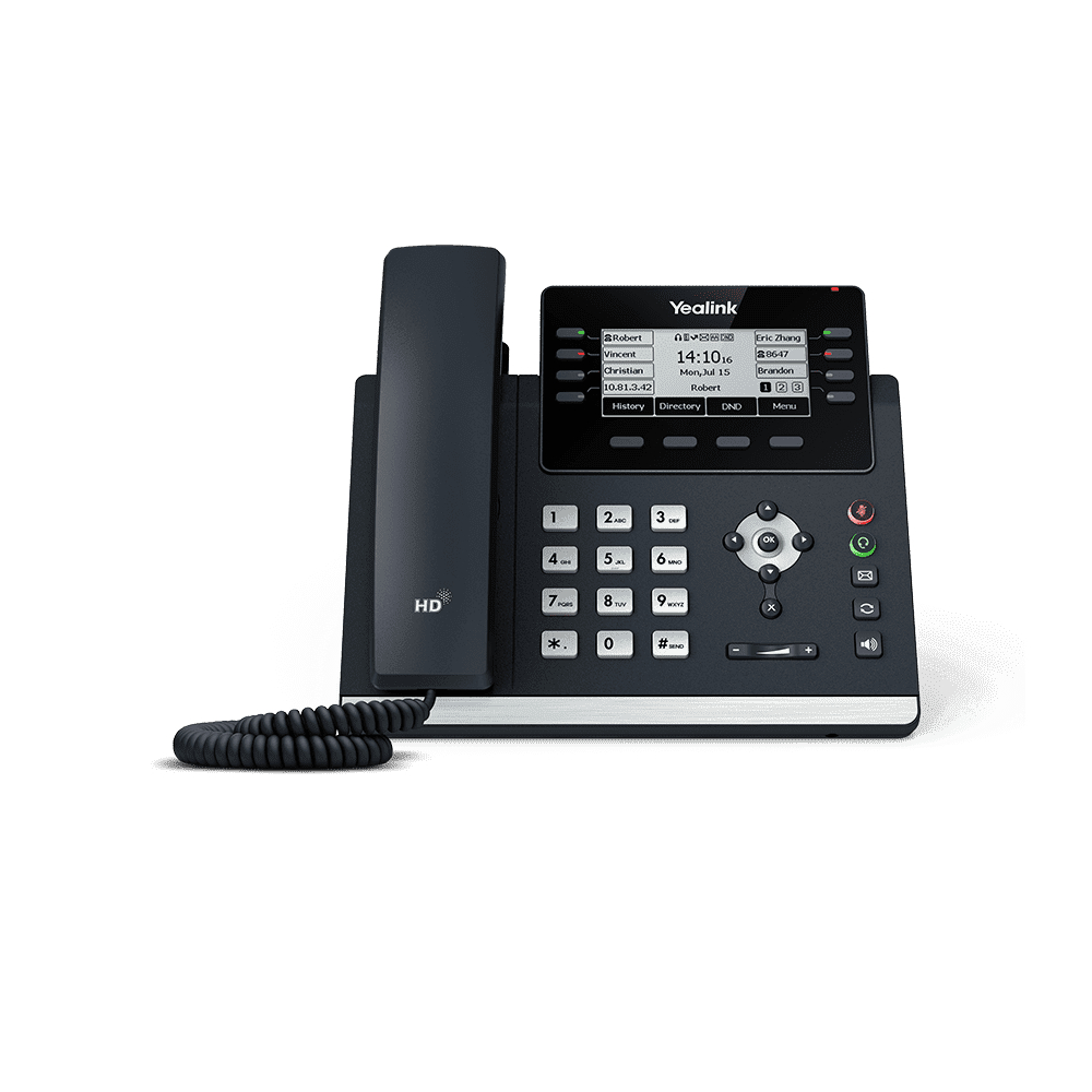 Yealink Black Refurbished Sip-T43u Corded Handset Ip Business Desk Phone