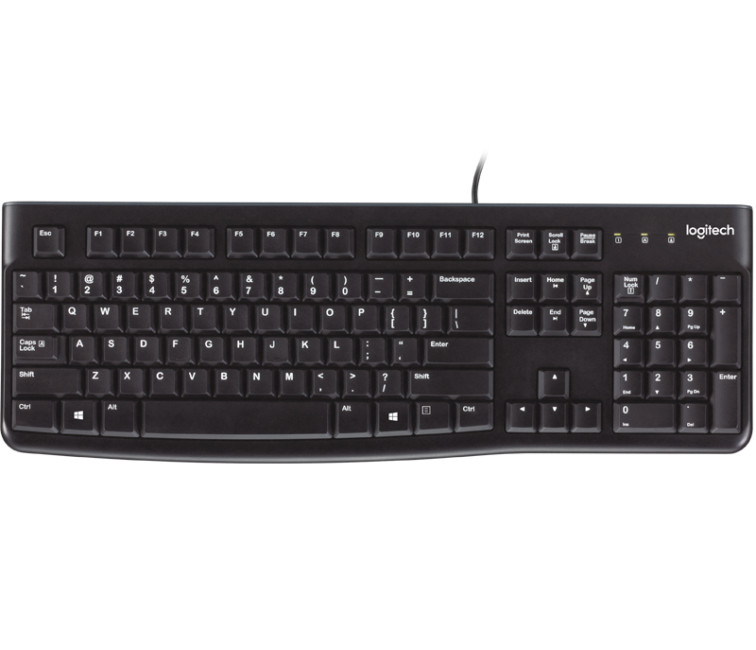 Logitech K120 QWERTY Corded Keyboard Black - 920-002501