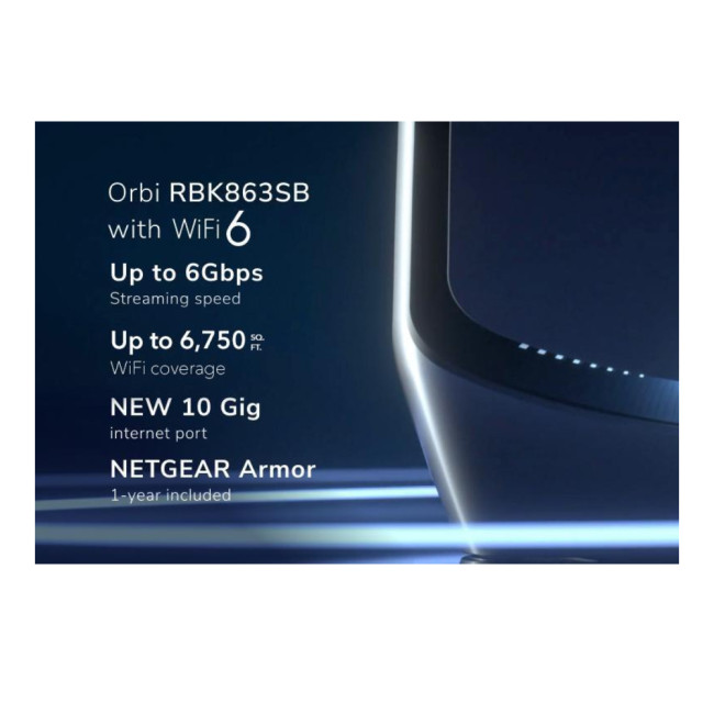 NETGEAR Orbi 860 Series Tri-Band WiFi 6 upto 6Gbps Mesh System 10 Gig Port with 1-year NETGEAR Armor included - Pack of 3