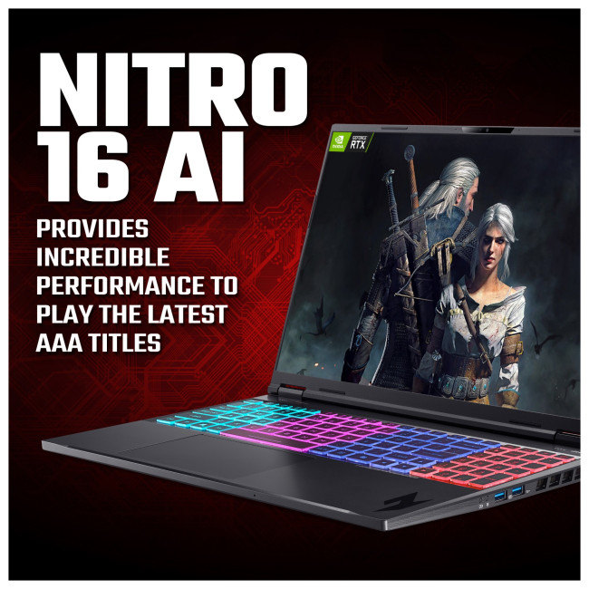 Acer Nitro 16 AI AMD AN16-61-R56X NH.QZTEK.003 AMD Ryzen AI 7 350 16GB RAM 1TB SSD RTX 5070Ti 16" WQXGA Windows 11 Home Gaming Laptop