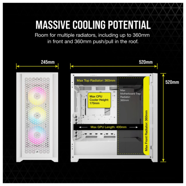 Corsair 5000D RGB Airflow Mid Tower TG ATX Gaming Case - White