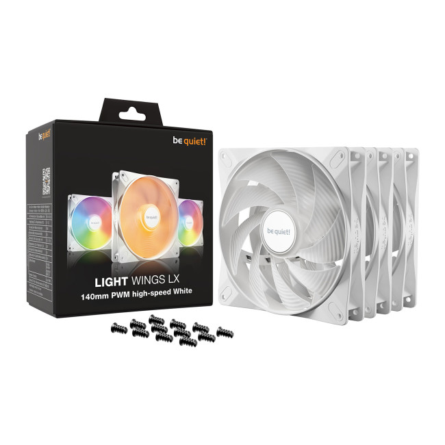 be quiet! Light Wings LX 140mm ARGB 9 Blades Case Fan - White Triple Pack