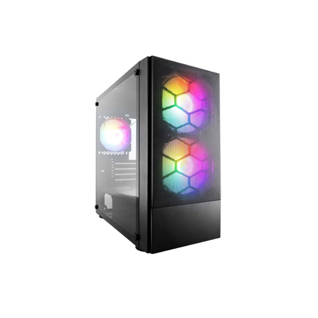 1st Player X4-M BK Tempared Glass Micro ATX Gaming PC Case with 3 x RGB Fans