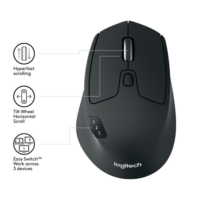 Logitech M720 Triathlon Wireless Right-hand Mouse Black - 910-004791