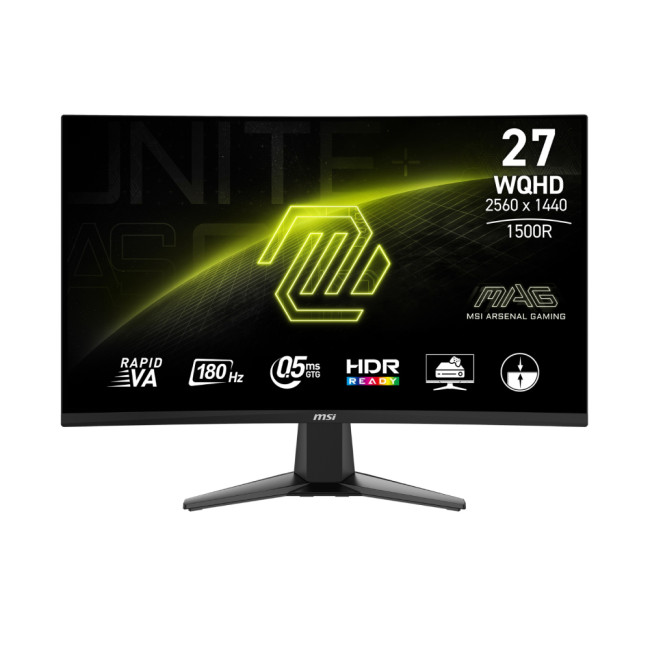 MSI MAG MAG 27CQ6F 27" VA  Quad HD 180 Hz 0.5 ms Curved Black Gaming Monitor