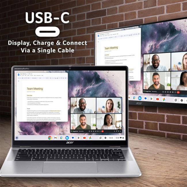 Acer Chromebook Spin 314 CP314-2HN-37VC NX.KYKEK.003 Intel Core i3-N305 8GB RAM 128GB eMMC 14" WUXGA Touchscreen Chrome OS Convertible Laptop