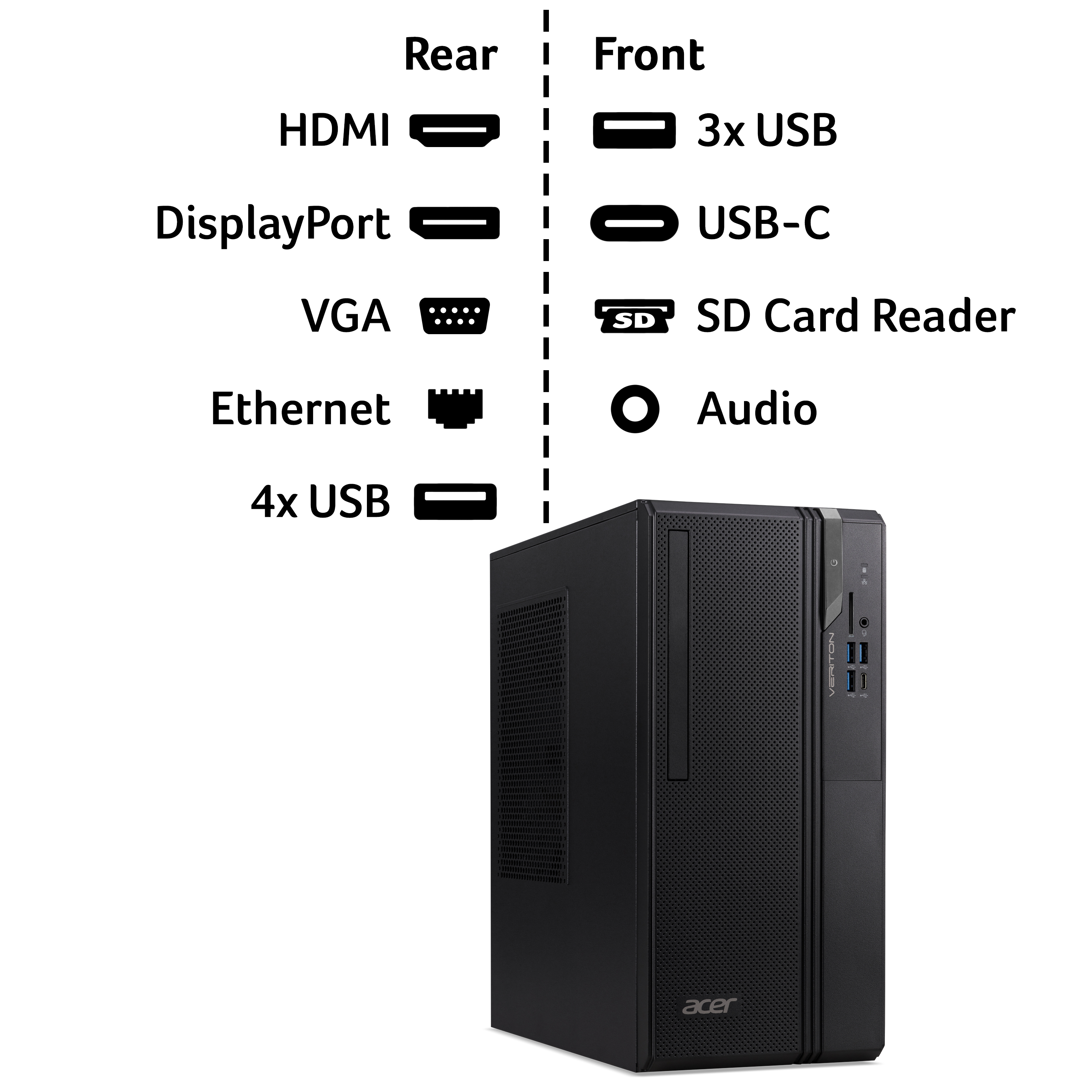 Acer Veriton 2000 i3-14100 8GB 256GB SSD Tower PC