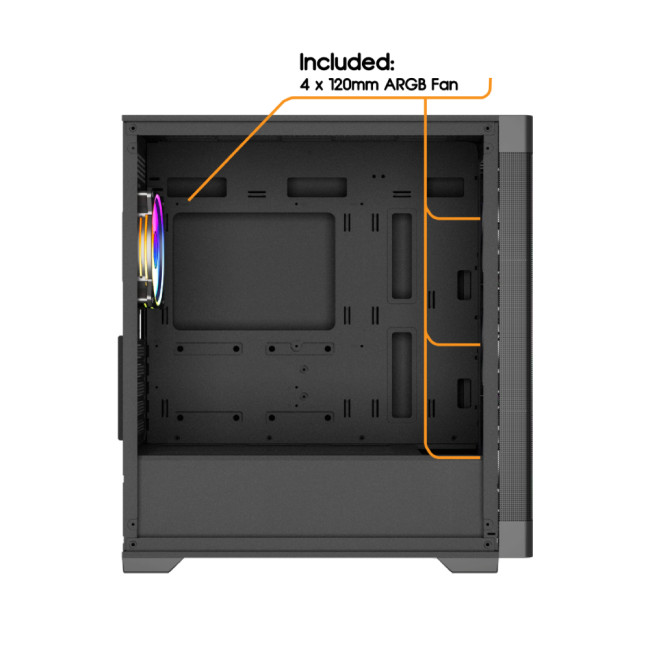Vida Zephyr V2 Micro-ATX ARGB Tempered Glass Gaming PC Case - Black