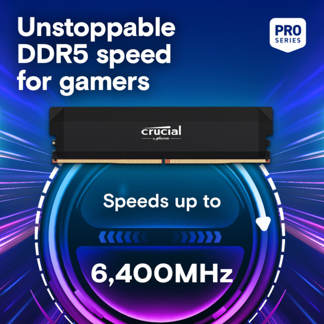 Crucial Pro - Overclocking Edition - DDR5 - kit - 32 GB: 2 x 16 GB - DIMM 288-pin - 6400 MHz / PC5-51200 - CL38 - 1.35 V - unbuffered - non-ECC - black