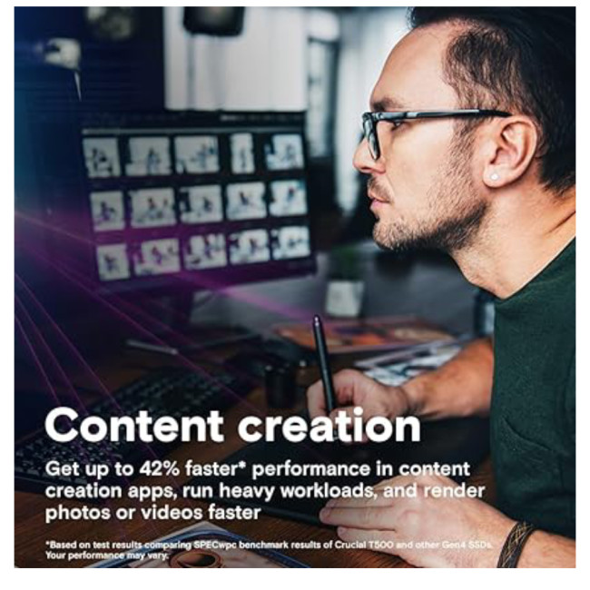 Crucial T500 1TB M.2 PCIe 4.0 Micron 3D TLC NAND Solid state drive - NVMe - Black