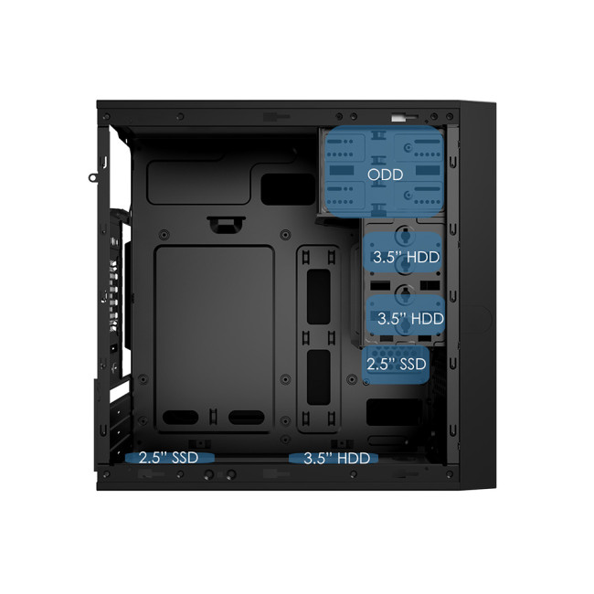 CiT Work Chassis micro ATX PC Case - Black