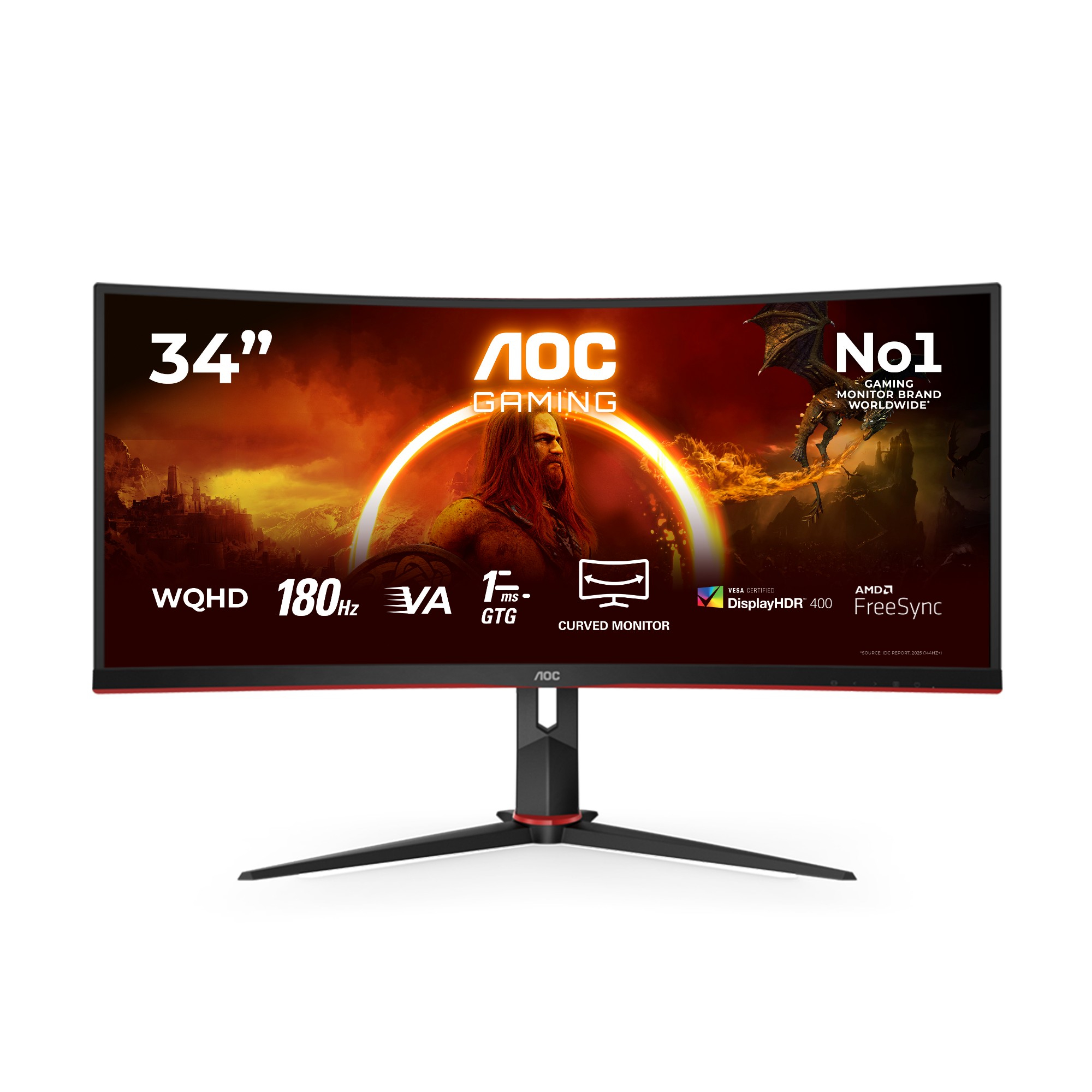 AOC G2 CU34G2XP/BK 34" 3440 x 1440 UltraWide Quad HD VA 180 Hz 1 ms Curved Gaming Monitor