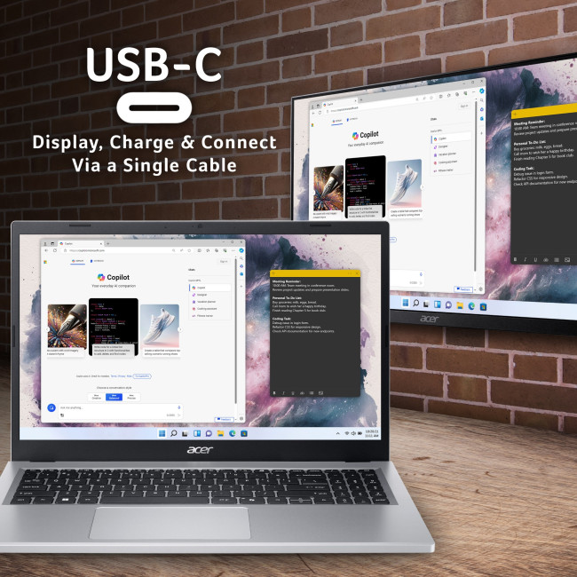 Aspire Go AG15-21P-R36M AMD Ryzen 3 7320U 8GB RAM 256GB SSD 15.6" Full HD Windows 11 Home Laptop