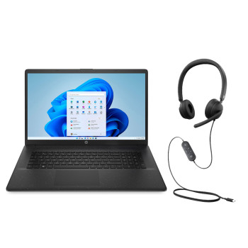 HP 17-cn0104na Intel Pentium Silver N5030 4GB RAM 128GB SSD 17.3 inch Full HD IPS Windows 11 Home S Laptop + Headset Bundle