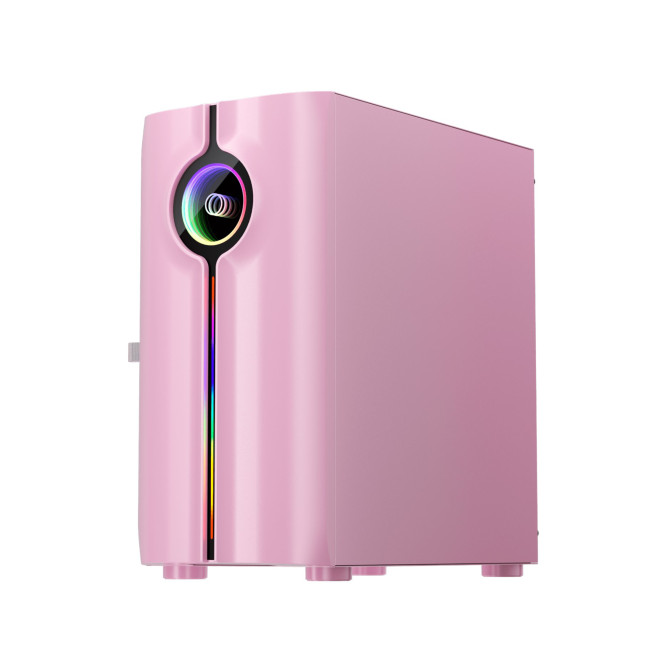 1st Player IS3-BK ARGB Tempered Glass Mid Tower Gaming Case - Pink