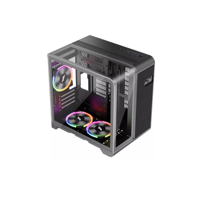 1st Player RT5 BK Tempared Glass Micro Tower Gaming PC Case with 3 x RGB Fans