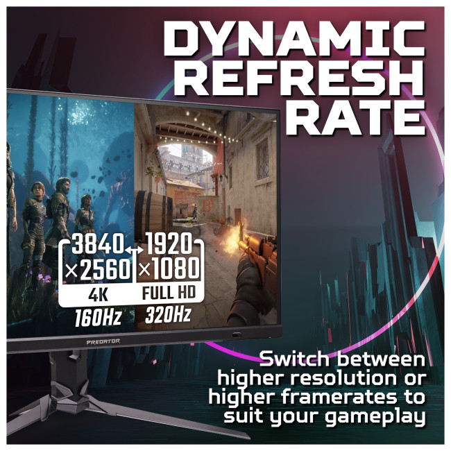Acer Predator XB323QKV4 32" Dual Frame UHD 4K 160Hz / 320Hz FHD FreeSync Premium Gaming Monitor