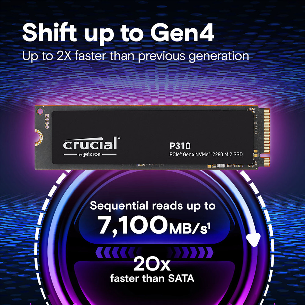 Crucial P310 CT1000P310SSD8 1TB PCIe Gen4 NVMe 2280 M.2 SSD