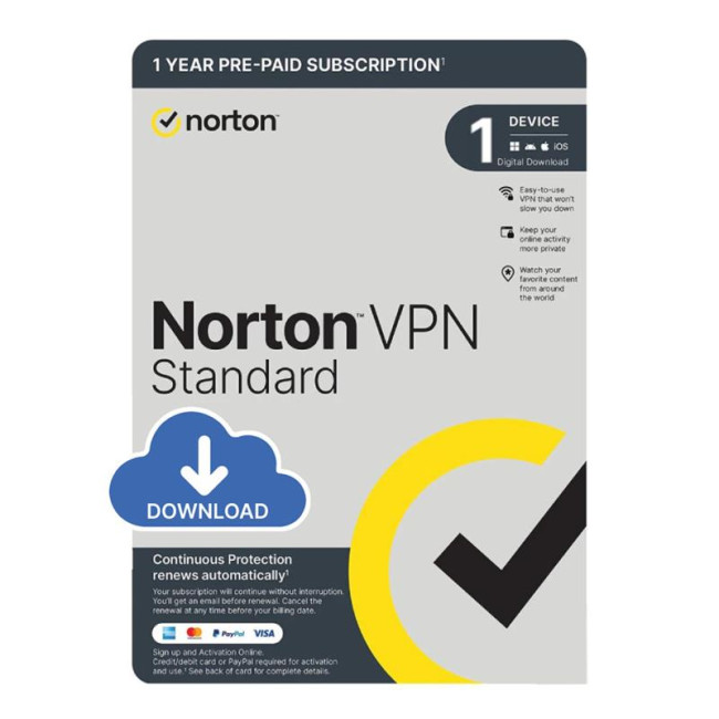 Norton VPN Standard - 1 User, 1 Device, 1-Year Enrollment Digital Key
