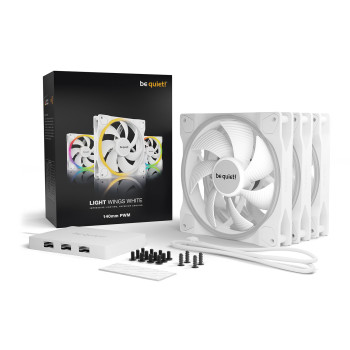 be quiet! Light Wings White 140mm ARGB PWM Case Fans - Triple Pack