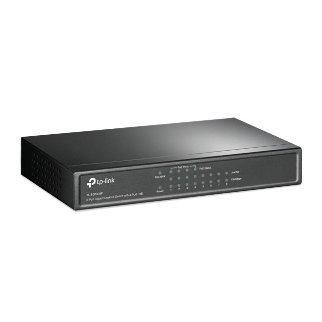 TP-LINK TL-SG1008P 16 Gbit/s Unmanaged 8 x Gigabit Ethernet RJ45 Network Switch