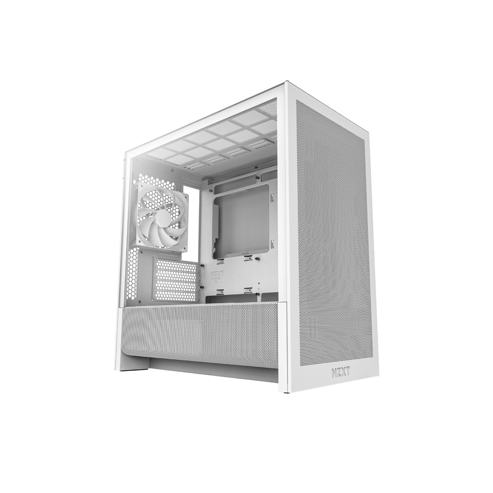 NZXT H3 Flow Tempered Glass Micro-ATX Gaming PC Case - White