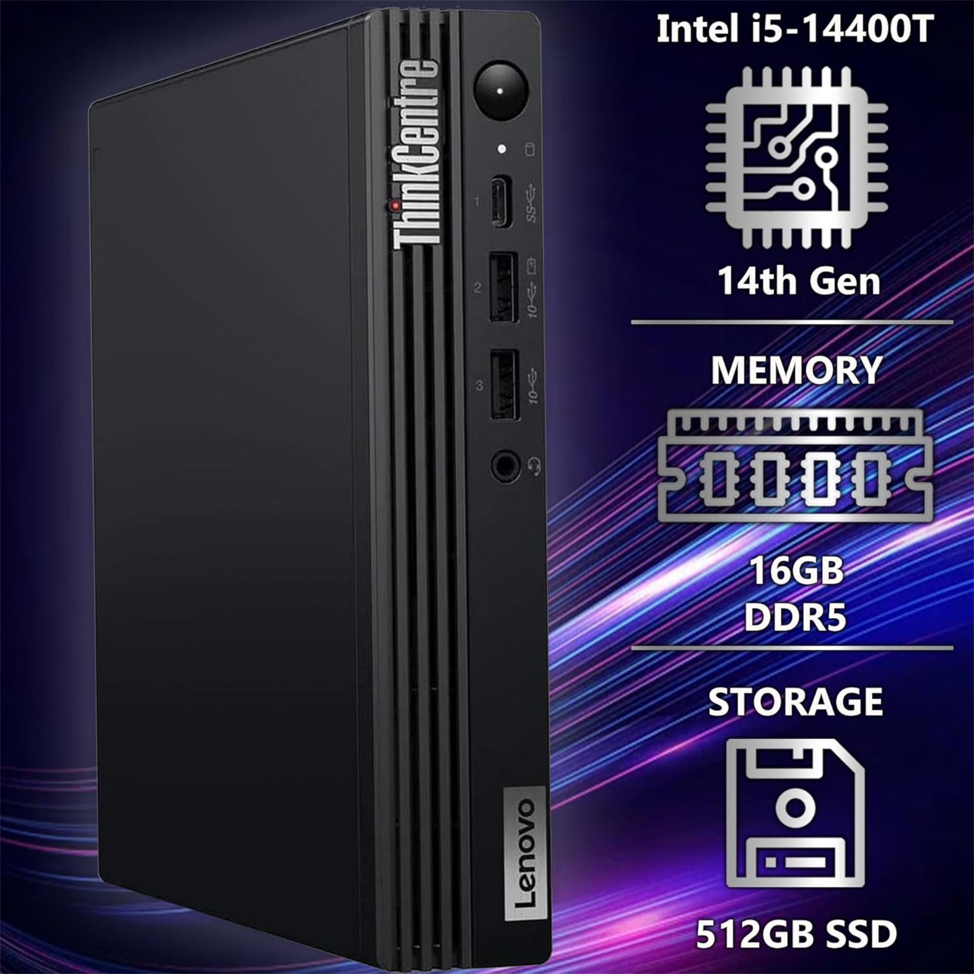 Lenovo ThinkCentre M70q Gen 5 i5-14400T 16GB 512GB Mini PC