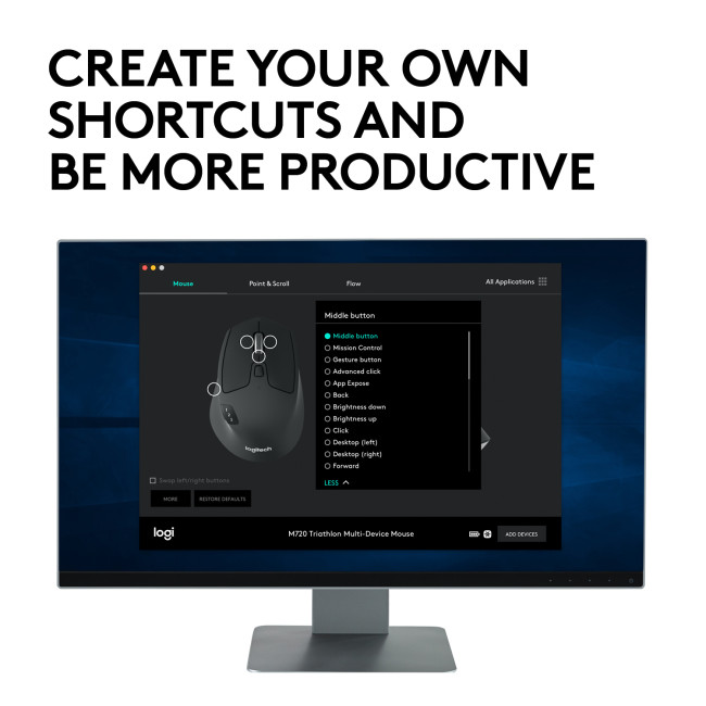 Logitech M720 Triathlon Wireless Right-hand Mouse Black - 910-004791