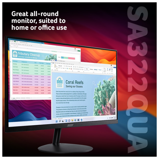 Acer SA322QUE 32" IPS Quad HD 100Hz 1ms HDR10 Ultra Thin Monitor with Speakers