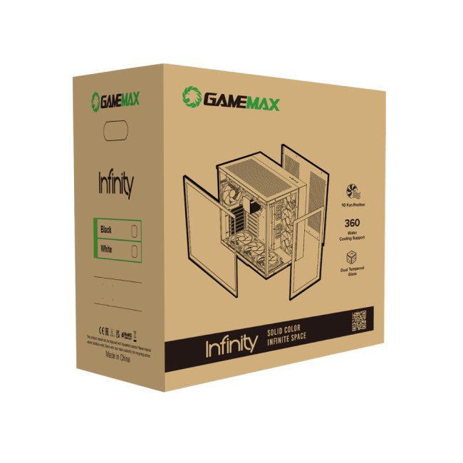 GameMax Infinity ATX Tempered Glass Mid Tower Gaming PC Case - Black