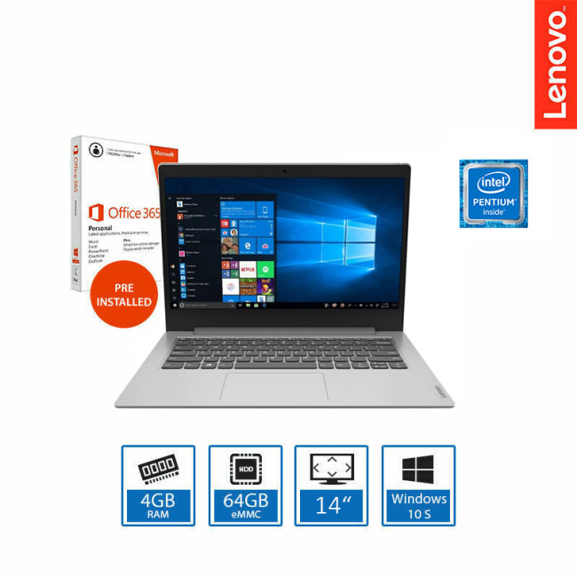 Lenovo IdeaPad 1 CloudBook Intel Pentium N5030 4GB RAM 64GB eMMC 14" Windows 10 S Laptop + 1 Year MS365