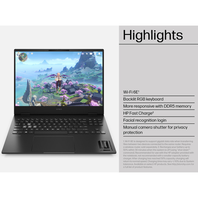 HP Omen 16-xd0003na AMD Ryzen 7 7840HS 16GB RAM 512GB SSD RTX 4050 16.1" Full HD Windows 11 Home Gaming Laptop