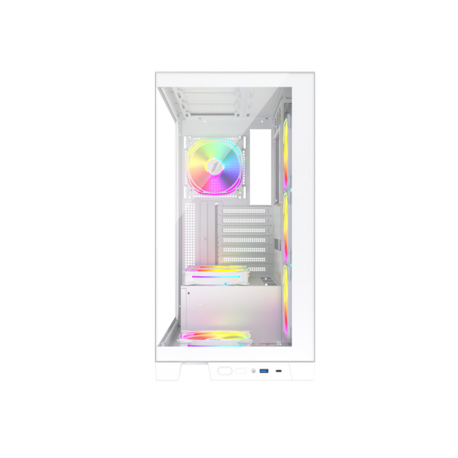 1st Player MI8 White Mid Tower Tempared Glass White Gaming PC Case with 7x ARGB Fans