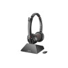 Poly Savi 8220 UC Stereo Wireless Binaural Headset - 180 m Wireless Range - Black