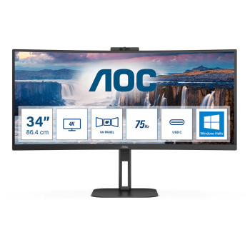AOC V5 AOC V5 CU34V5CW/BK 34" 3440 x 1440 Wide Quad HD VA LED 100 Hz 1 ms Curved Monitor